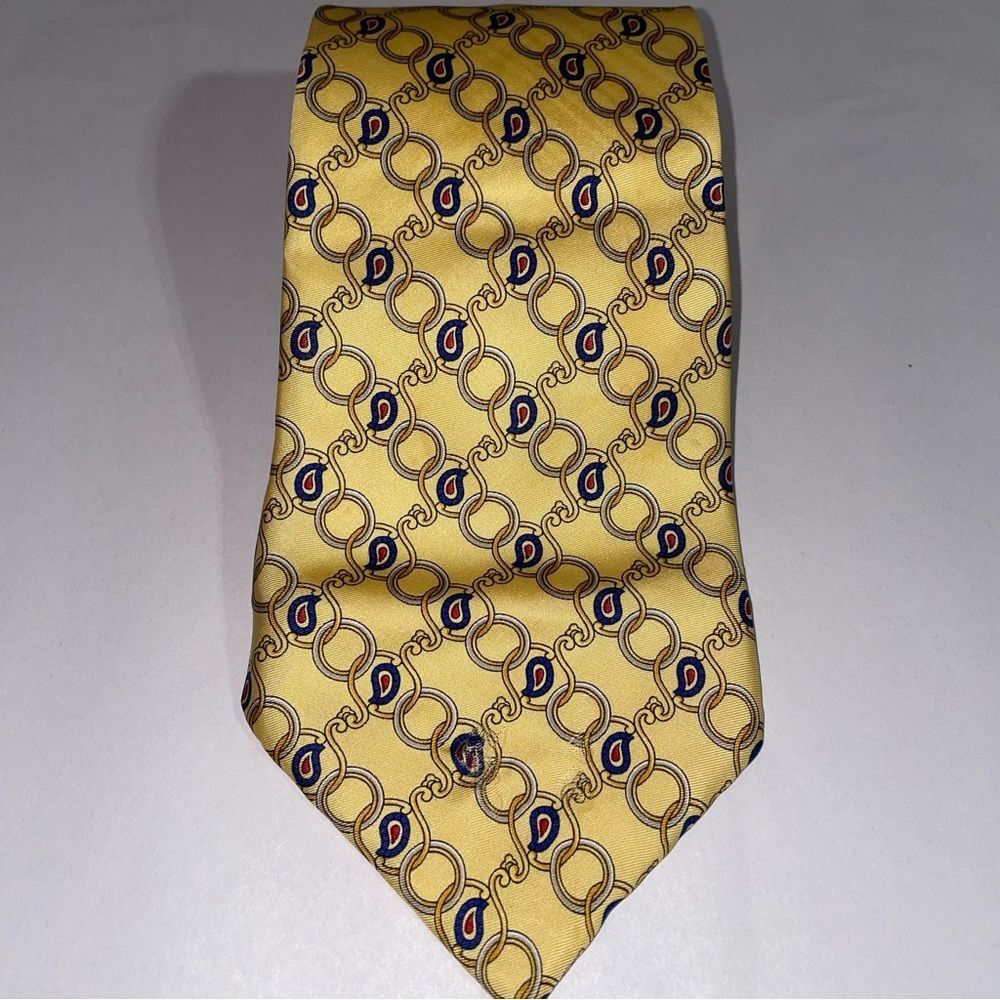 Fendi Mens Silk Necktie Ornate Print Career Professional Quiet Luxury Formal